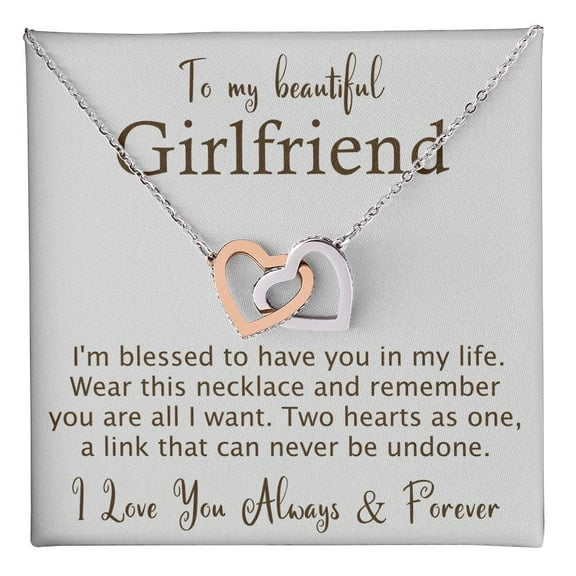 To My Beautiful Girlfriend Gifts, Soulmate Necklace With Heartfelt Message Card Gift Box Jewelry For Her on Birthday Christmas