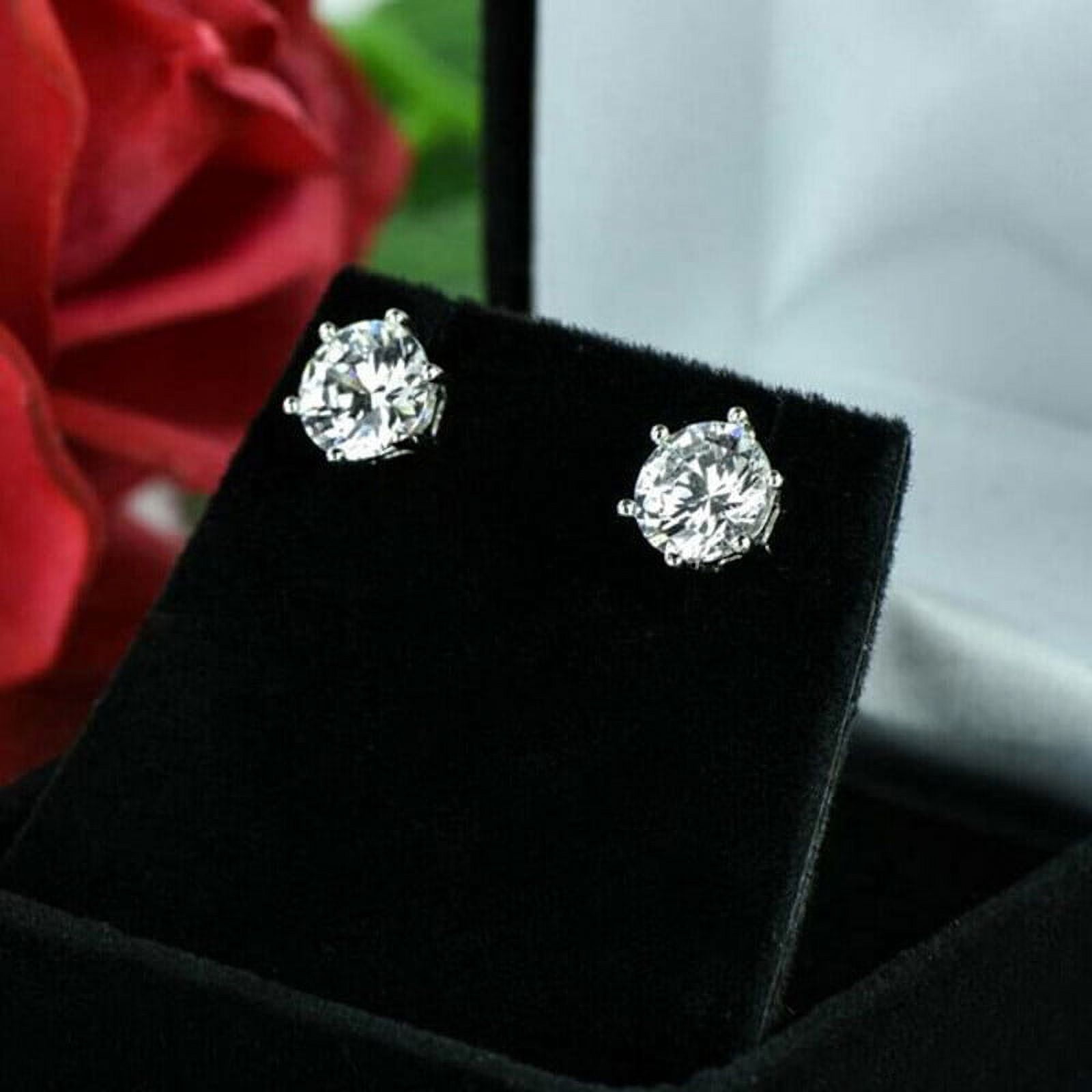 0.50 Carat Round Natural Diamond Stud Earrings Solid Real 14K White Gold Screw Back 6 Prongs Studs Earring (VS1-VS2 Clarity, F-G Color)