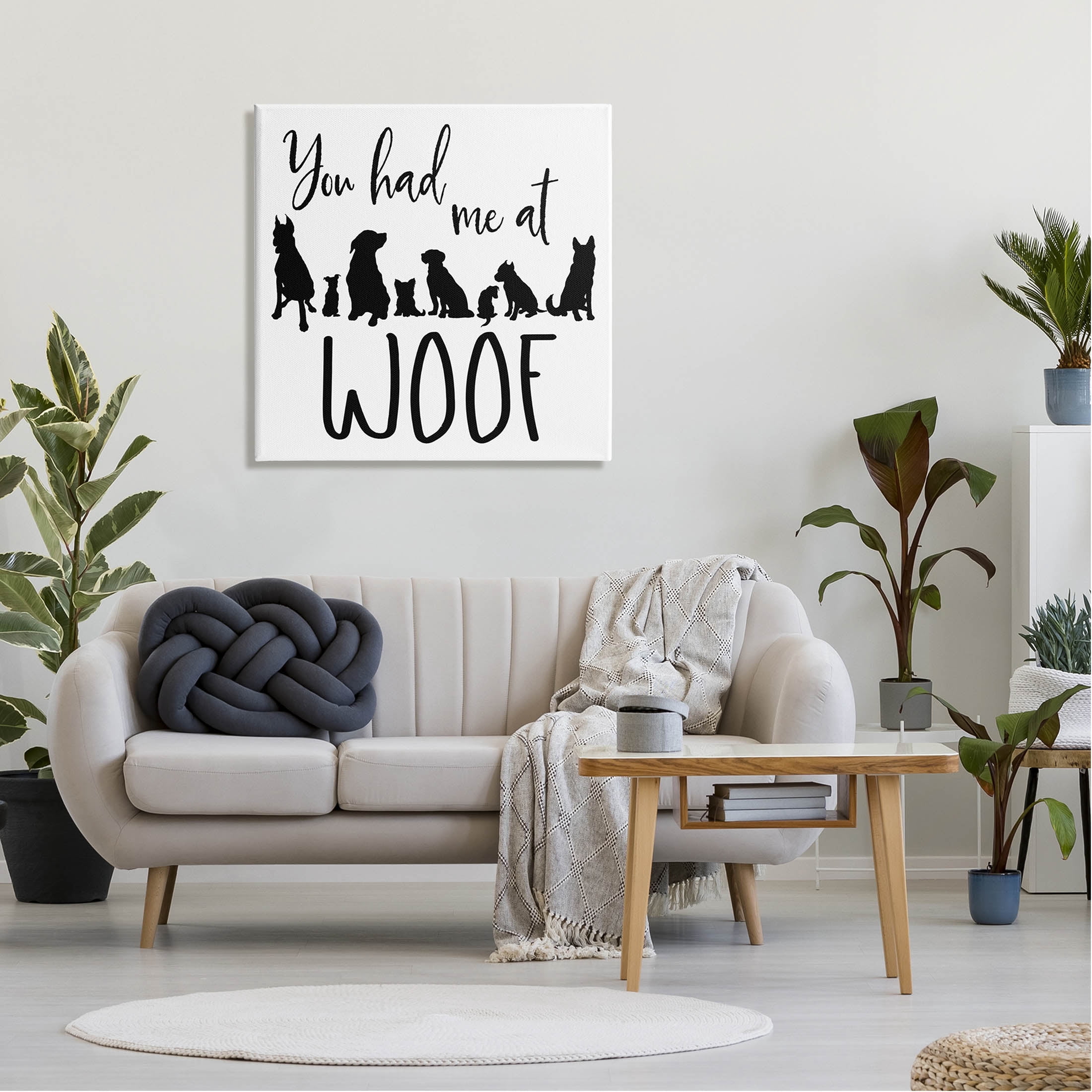 You Had Me At Woof Silhouette Phrase Animals & Insects Graphic Art Gallery Wrapped Canvas Print Wall Art