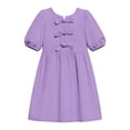 thumbnail image 3 of Fgnfyis Girls Summer Dress Bowknot Puffy Sleeves Solid Color A Line Short Party Gown for Toddler Kids Toddler Girl Dresses Purple 13-14 Years, 3 of 3