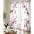 thumbnail image 5 of Pink Flowers Sheer Curtains 63 Inch Length 2 Panels Set for Living Room/Bedroom, Pink Blossoms Botanical Floral Branches Kitchen Curtains Grommet Semi-Sheer Curtains Window Treatments 42"x63"x2, 5 of 7