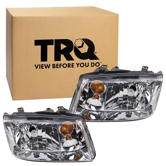 TRQ Headlight Assembly Set VW2502125 VW2503125 Fits 2002-2006 Volkswagen Jetta