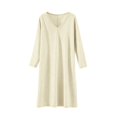 thumbnail image 4 of Long Sleeve Cotton Robes for Women Fleece Women's Nightgowns & Sleepshirts Oversize Cute Women's Sleepwear House Womens Robe Beige, 4 of 4