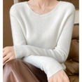 thumbnail image 5 of POROPL White Sweaters for Women Crew Neck Sweater Casual Thin Knitted Top Base Size S-XXL, 5 of 6