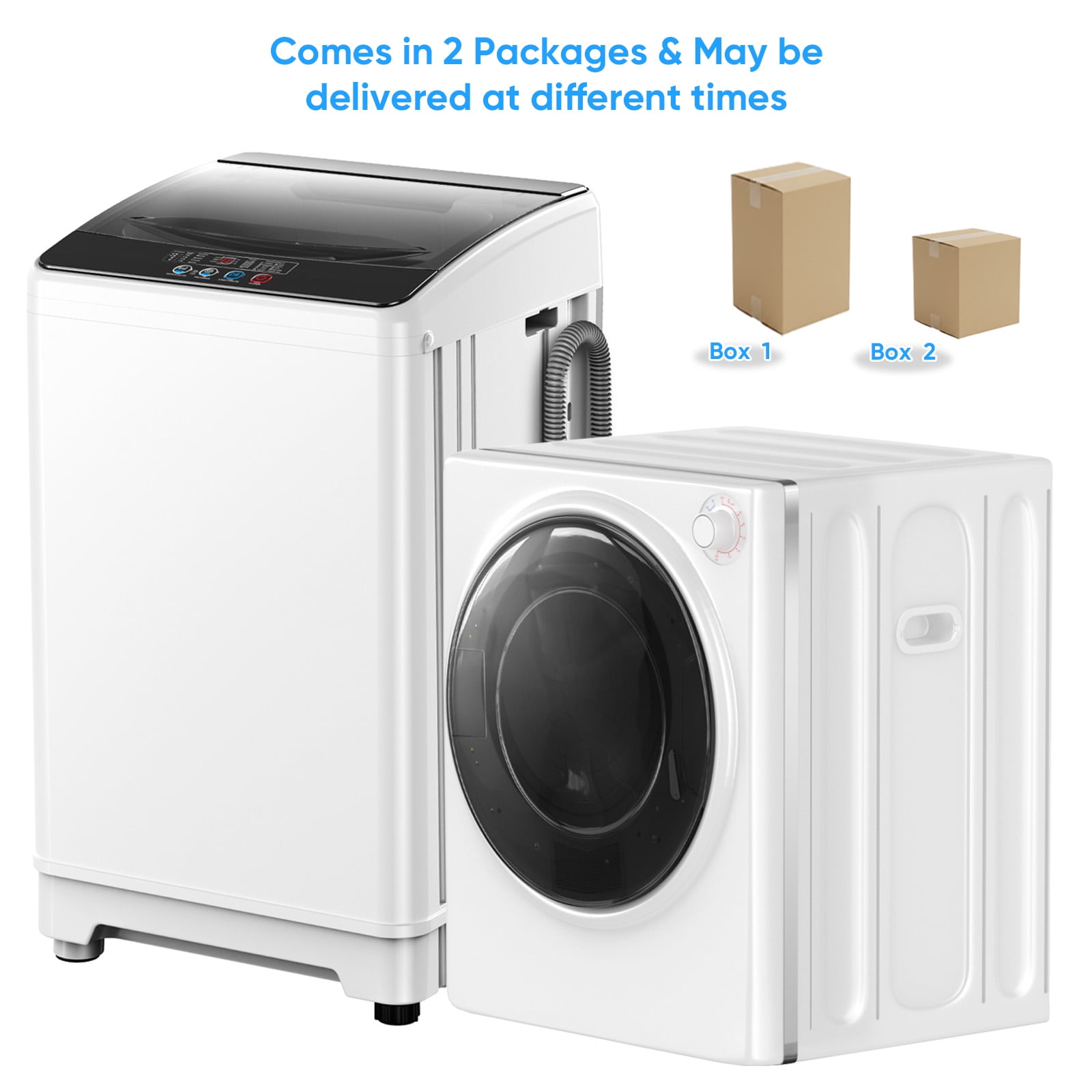 TABU Protable Washer and Dryer Combo, 18LBS Full Automatic Washing Machine &2.6Cu.ft Portable Dryer (White)