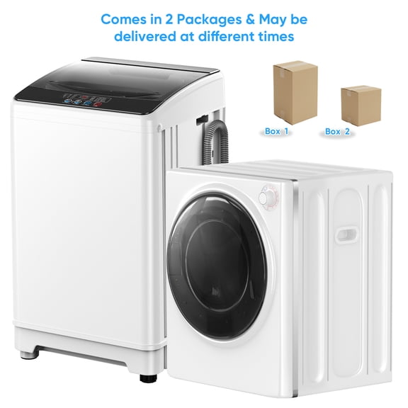 TABU Washer and Dryer Set, 17.6LBS Full Automatic Washing Machine &2.6Cu.ft Portable Dryer Combo (White)
