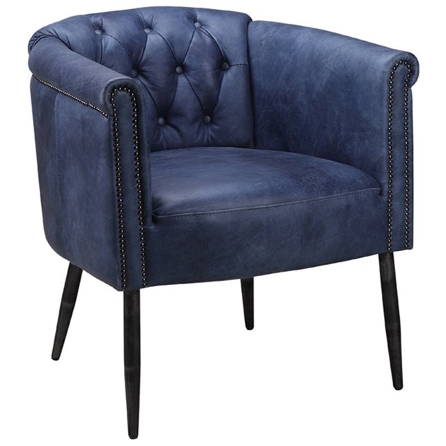 Moe's Shapkin Leather Arm Chair in Dark Blue