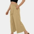 thumbnail image 2 of Pants for Women Hiking Women Fancy Pants Suits for Trouser Fashion Midsize Fashion Trousers Cute Jean Crinkle Beaded High Waist Casual Dress Khaki 2XL, 2 of 7