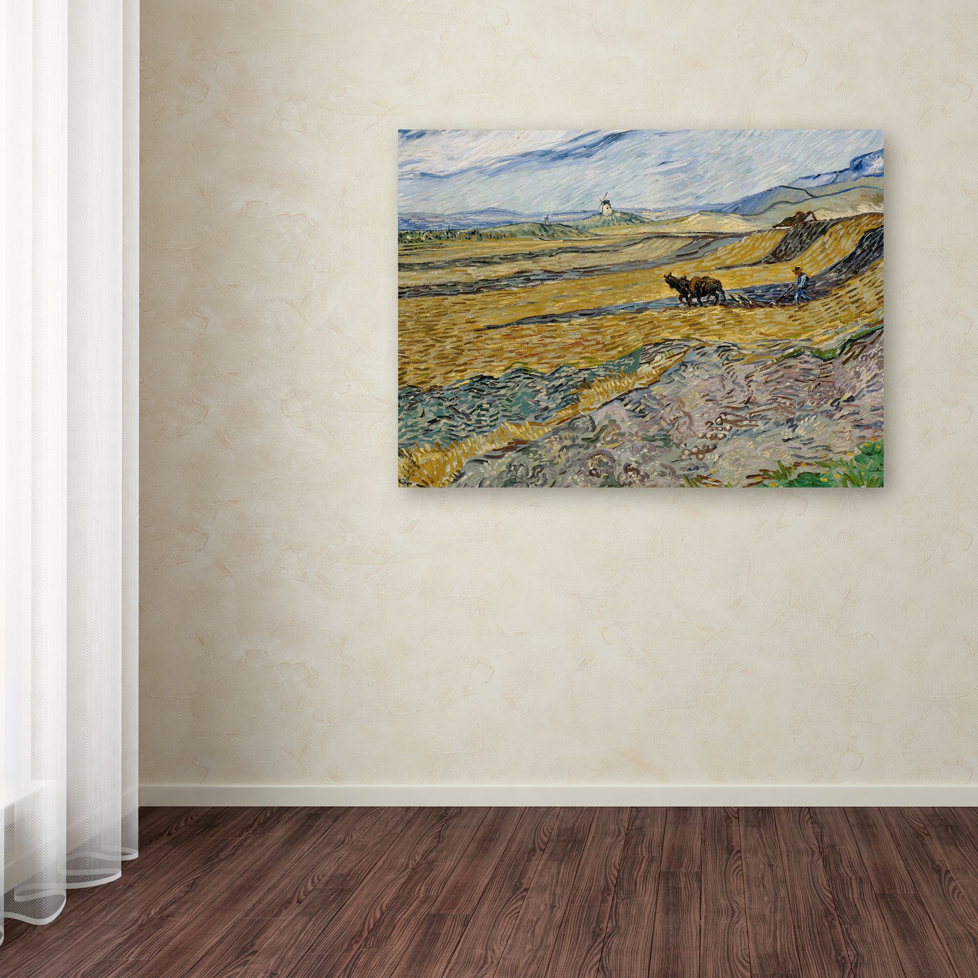 Trademark Fine Art 'Enclosed Field With Ploughman' Canvas Art by Van Gogh