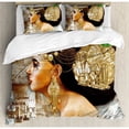 thumbnail image 3 of Egyptian Duvet Cover Set Twin Size, Woman Queen Cleopatra Profile Historical Art Scene with Ancient Pyramid Sphinx, Decorative 2 Piece Bedding Set with 1 Pillow Sham, Multicolor, by Ambesonne, 3 of 3