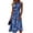 Blue, variant on Ruched Waist Sleeveless Midi Dress for Women - Elegant Round Neck A-Line Sundress with Fresh Botanical Floral Print, Flowy Summer Beach Party Vacation Gown Navy L