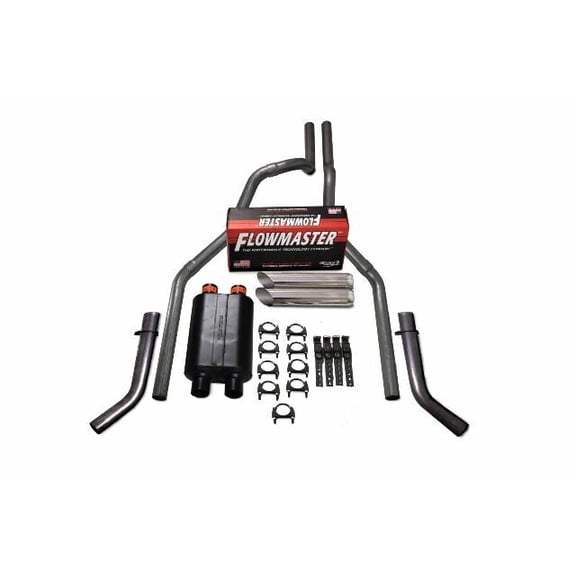 00-06 Chevy GMC 2500 2.5" Dual Exhaust Flowmaster D in Super 40 Corner Slash Tip