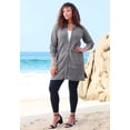thumbnail image 2 of Roaman's Women's Plus Size Waffle Mega Length Zip Hoodie, 2 of 5