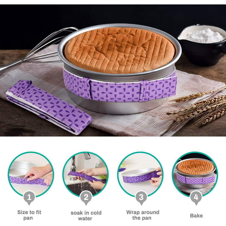 GOWA 4-Piece Bake Even Strip,Cake Pan Dampen Strips,Super Absorbent Thick Cotton,Cake Strips for Baking,Cake Pan Strips