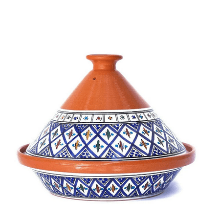 

Kamsah Hand Made and Hand Painted Tagine Pot | Moroccan Ceramic Pots For Cooking and Stew Casserole Slow Cooker (Large Supreme Bohemian Blue)