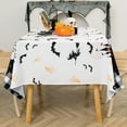 thumbnail image 4 of Halloween Tablecloth, Castle Ghost Decorative Rectangle Table Cloth, Holiday Fabric Table Cover for Party Picnic Dinner Decor, Black 60 x 102 Inch, 4 of 6