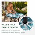 thumbnail image 4 of Round Outdoor Tablecloth with Umbrella Hole and Zipper, Vintage Ocean Tablecloth with Elastic Waterproof, Nautical Coastal Starfish Teal Green Patio Table Covers for 36" - 44" Picnic Pool Tables, 4 of 9