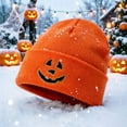 thumbnail image 4 of SYMOID Orange Acrylic Winter Skull Cap, Hall-oween Pumpkin Face Embroidered Cuffed Knit Beanie for Men Women Hats,Size Free Size, 4 of 6