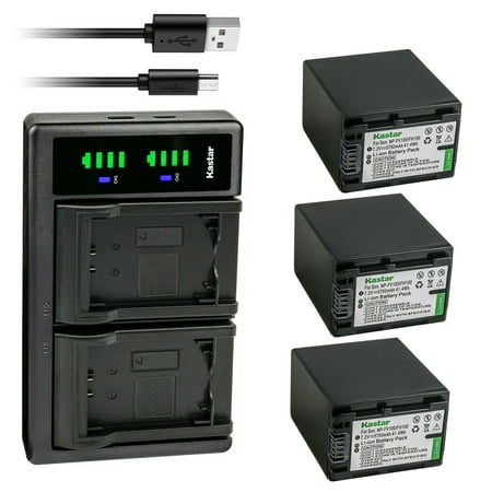 Kastar NP-FH100 Battery 3-Pack and LTD2 USB Charger Compatible with Sony HDR-CX100 HDR-CX105 HDR-CX106 HDR-CX11 HDR-CX12 HDR-CX500 HDR-CX505 HDR-CX520 HDR-CX6 HDR-CX7 HDR-HC28 HDR-HC3 HDR-HC38 Camera