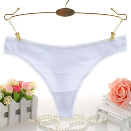 Low Waist Thong Panties Womens Casual Cotton Underwear Panty Soft Stretchy Comfort Underpants Plus Size (3X-Large  White)