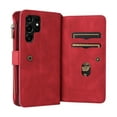 thumbnail image 6 of Phone Case for Samsung Galaxy S24 Ultra, S24 Ultra Wallet Case, Luxury Folio Flip Leather Cover [Zipper Pocket] [Wrist Strap] [Kickstand] for Samsung Galaxy S24 Ultra, Red, 6 of 9