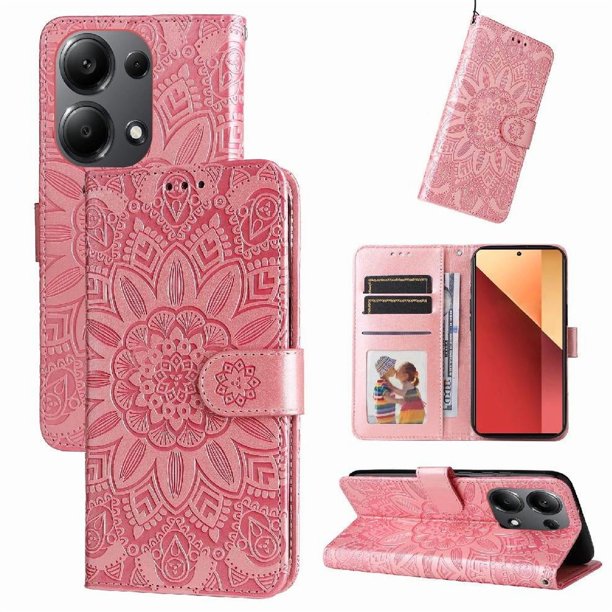 Funda tipo cartera GANGXUN para Xiaomi Poco M6 Pro 4G , diseño girasol, cuero PU, soporte, cierre magnético, tarjetero