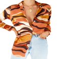 thumbnail image 3 of Women Button Down Lapel Shirts  Abstract/Zebra Print Long Sleeve Tops, 3 of 7