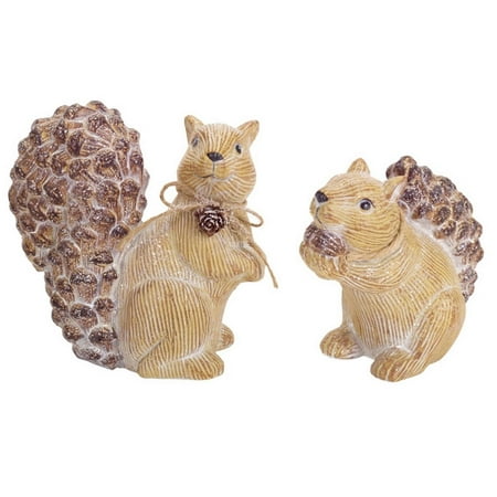 Pack of 6 Frosted Beige Pine Cone Squirrel Table Top Christmas Decorations 5