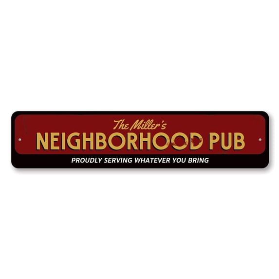 Family Neighborhood Pub Novelty Decor, Metal Wall Sign - 4x18 Inches