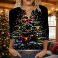 thumbnail image 2 of LiMoi Women's Three Quarter Sleeve V Neck Top for Christmas with Unique Holiday Print Tees Tshirts Shirts Blouse My Items, 2 of 5