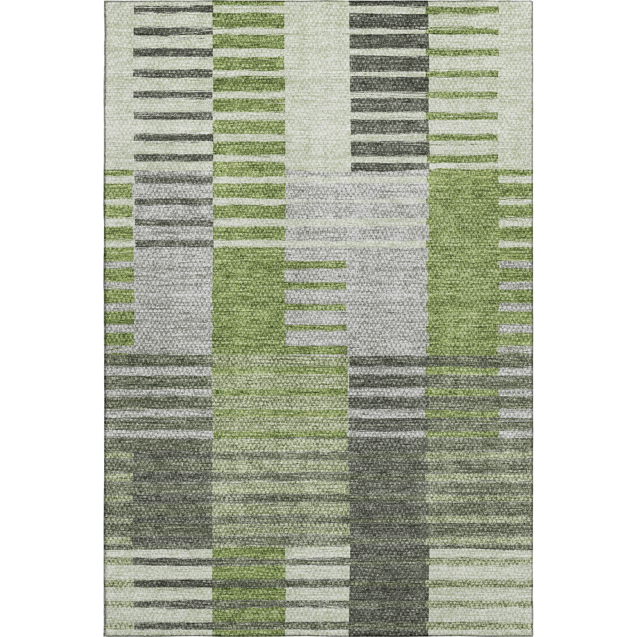 Addison Rugs Mayfield Washable Transitional Striped Green Rectangle Rug, 8' x 10'