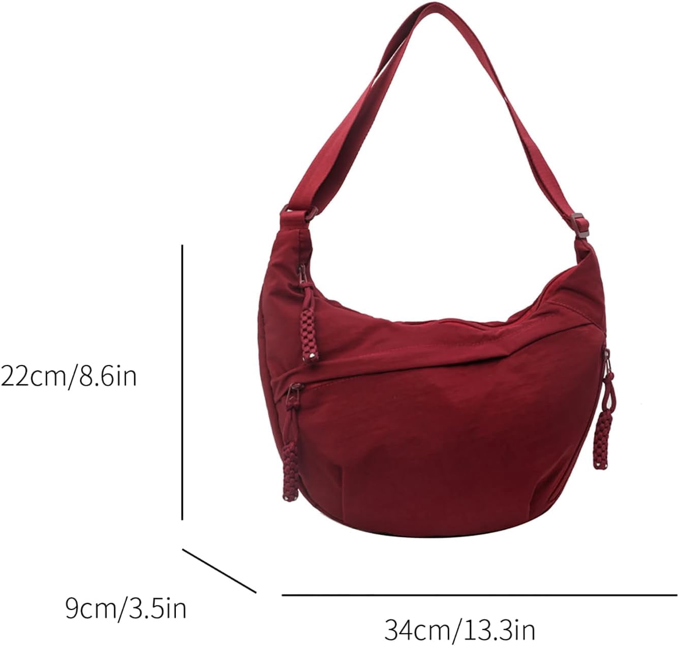 Crescent Bag for Women Men Nylon Crossbody Bags Multi-Pocket Sling Bag Roomy Hobo Bags Moon Bag Slouchy Dumpling Bag