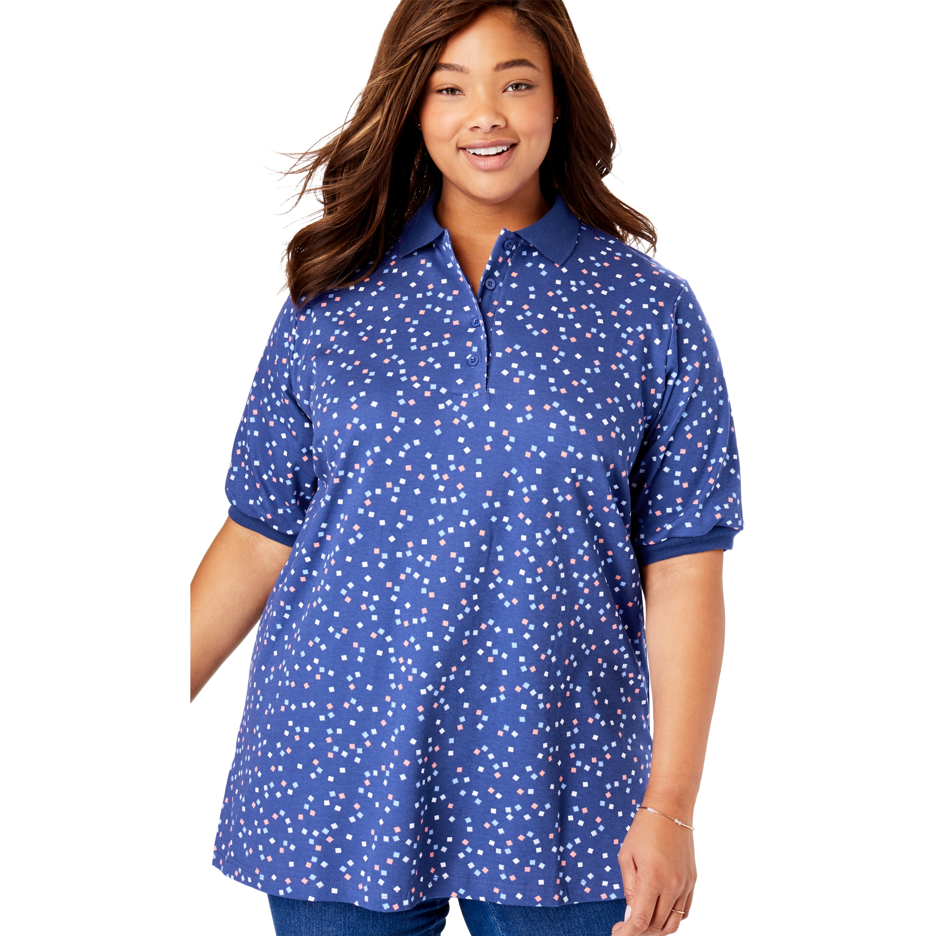 Woman Within Woman Within Women's Plus Size ElbowSleeve Tunic Polo