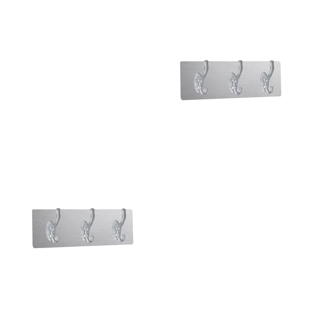 ZheElen 3/5 Hook Rack Strong Self Adhesive Door Wall Hangers Hooks Suction Heavy Load Rack Cup Sucker for Kitchen Bathroom Brushed three hooks 2Set