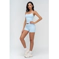 thumbnail image 3 of PISONIC Women 2 Piece Workout Sets Crossover High Waisted Biker Shorts with Pockets Built in Bra Racerback Tank Tops, 3 of 7