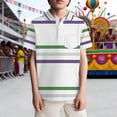 thumbnail image 2 of BJUTIR Boys T Shirts Striped Shirt With Floral Buttons Elegant Collar Pocket Casual Top For Youth Stylish Gentleman And Youth Stylish Party Wear Versatile Tee Size 7-8 Years, 2 of 4