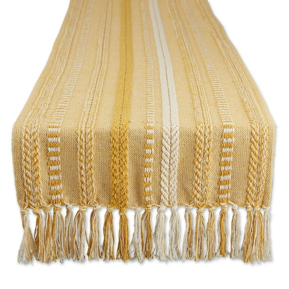 DII Braided Stripe Jacquard Fringe Table Runner