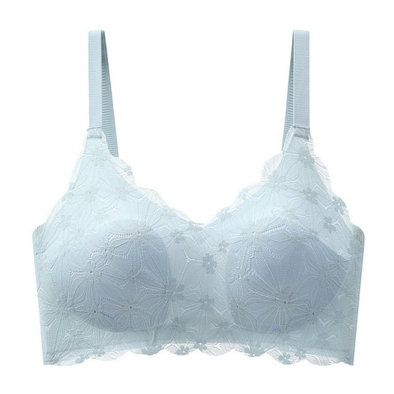 REORIAFEE Push up Sports Bras for Women with Pads Gathered Underoutfit Wireless Bras V Neck Comfy Corset Bra Wide Strap Bra Lightly Lined Classic Seamless Brassiere Anti-Sagging Bra