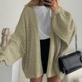 thumbnail image 4 of Stichou Womens Oversized Cardigan Sweaters 2025 Fall Long Lantern Sleeve Loose Chunky Knit Open Front Lightweight Sweater Light Green M, 4 of 7