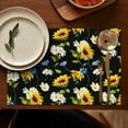 thumbnail image 5 of Vintage Sunflower Placemats Set of 4, Machine Washable Heat Resistant Linen Table Mats with Boho Floral Pattern Featuring Yellow Blooms and Rustic Bees and Butterflies, 5 of 6