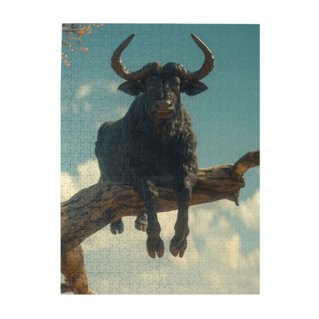 500-Piece Wooden Jigsaw Puzzle for Adults - Buffalo Tree Branch Scenery Fun & Relaxing Family Game No-Dust Interlocking Pieces Perfect Wall Decor & Holiday Gift