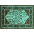 thumbnail image 1 of Ahgly Company Machine Washable Indoor Rectangle Oriental Turquoise Blue Industrial Area Rugs, 3' x 5', 1 of 4