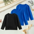 thumbnail image 2 of Ulanda 3 Pack Toddler Girls Cotton Long Sleeve T-Shirt Crewneck Solid Color Boys Kids Soft Basic Tees for 1-11 Years (Black, 6-7 Years), 2 of 9