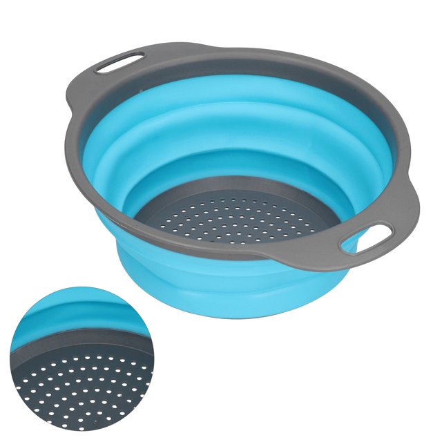 Colador Plegable Cesta de Drenaje Cesta de Lavado de Verduras Plegable Redonda de Silicona con Asa para Cocina Casera ANGGREK Otros