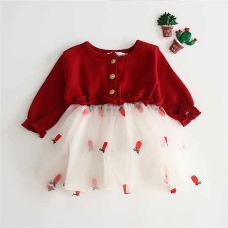 

Baby Girls Dresses 3-24 Months Infant Princess Girl Long Sleeve Tulle Dress