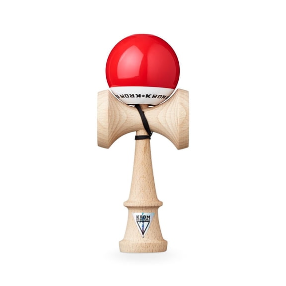 KROM Original Kendama Made of Wood for Beginners and Advanced - POP LOL Red - Skill Game for Outdoors and Indoors - Wooden Toy with String and Ball