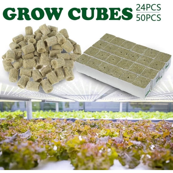 DEBGFS 24PCS Rockwool Stonewool Grow Cubes Starter Sheets for Cuttings Cloning Plant Propagation Seed Starting Hydroponic Grow Media Growing Medium for Vigorous Plant Growth
