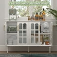 thumbnail image 2 of HLR 47.6" Modern Vintage Sideboards Buffet Cabinet with 4 Lattice Glass Door, White, 2 of 7