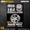 thumbnail image 1 of BNDS 1/64 ABS Wheels Rubber Tires by WHITE Assembly Rims Modified Parts JDM VIP Style for Model Car Vehicle 4pcs Set S BC26401S-WH, 1 of 5