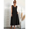 thumbnail image 3 of Womens Maxi Dress 2025 Sleeveless Summer Dresses V Neck Casual Tiered Sundresses with Pockets Black 5XL, 3 of 5